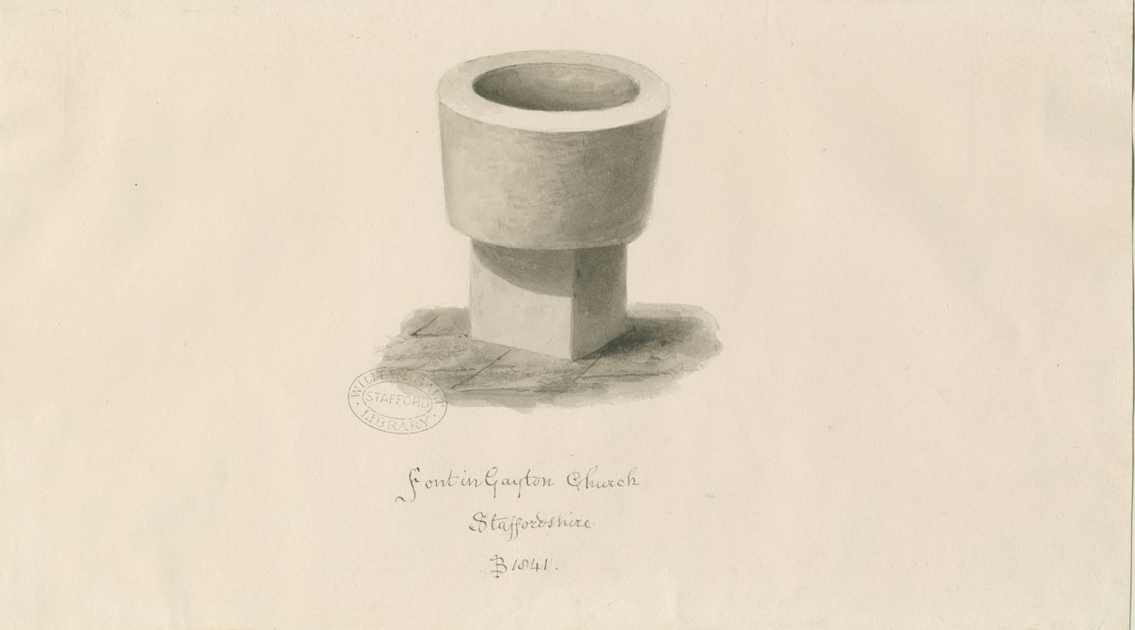 Typsnitt i Gayton Church: sepiateckning av John Buckler