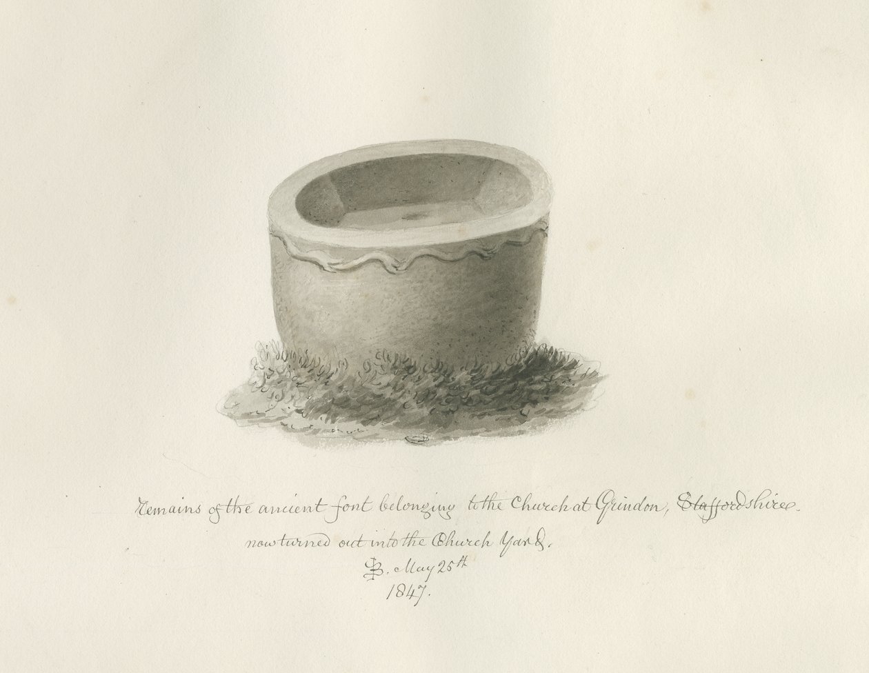 Typsnitt i Grindon Church: sepiateckning, 25 maj 1847 (ritning) av John Buckler