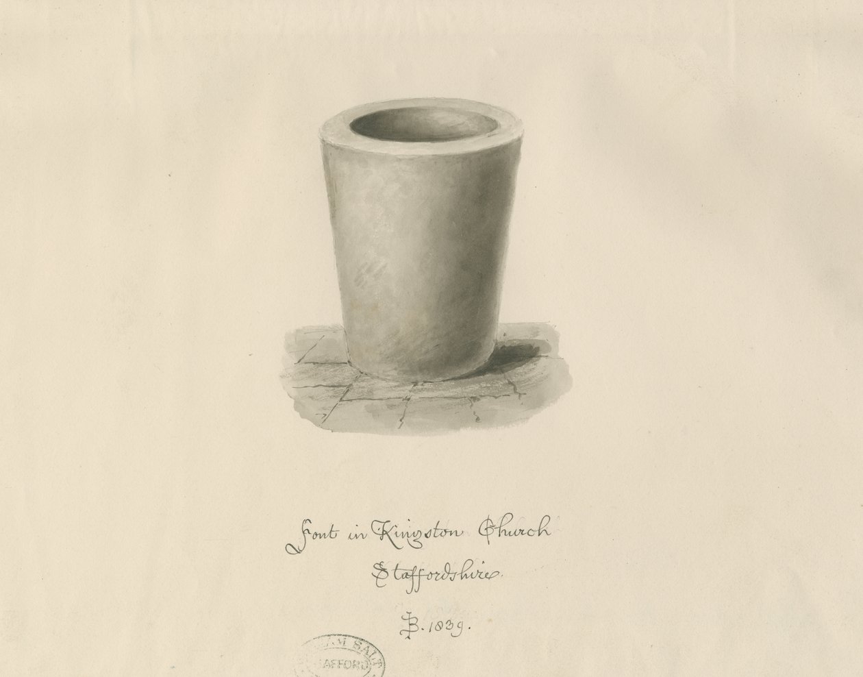 Typsnitt i Kingstone Church: sepiateckning, 1839 av John Buckler