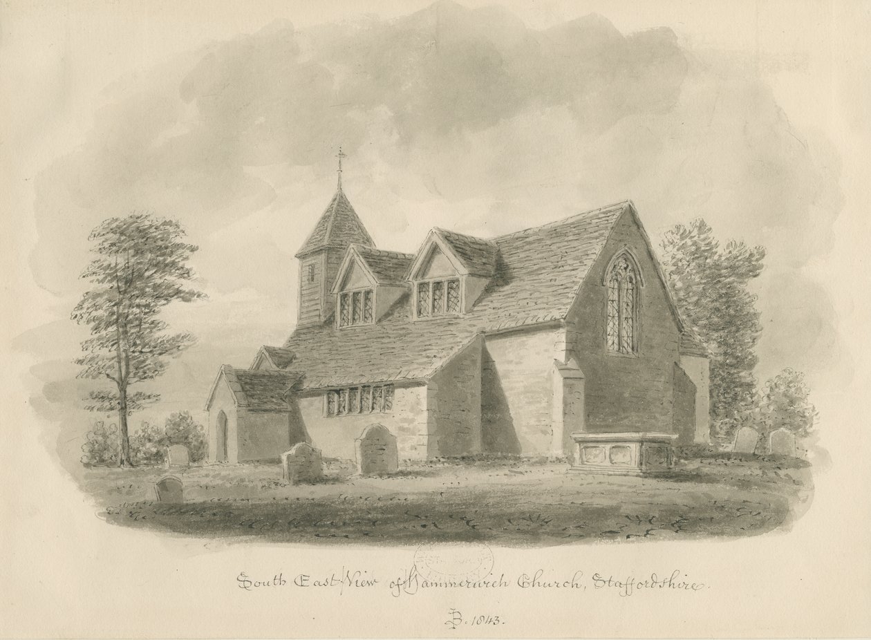 Hammerwich Church: sepiateckning av John Buckler