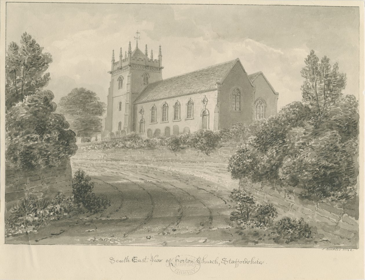 Horton Church: sepiateckning av John Buckler
