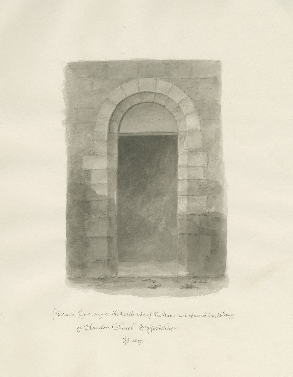 Interiör av Standon Church: sepiateckning, 24 maj 1847 (ritning) av John Buckler