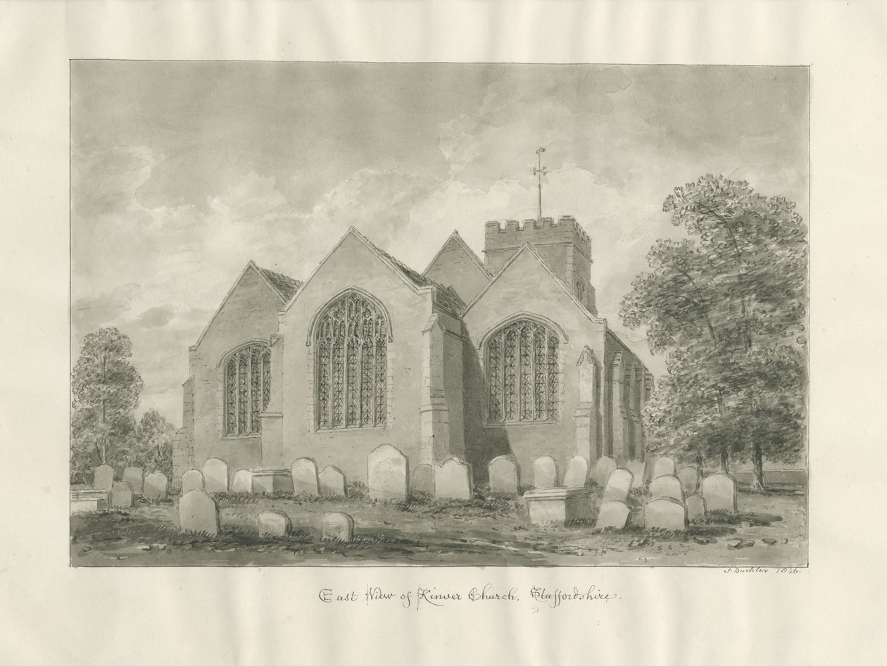 Kinver kyrka: sepiateckning av John Buckler