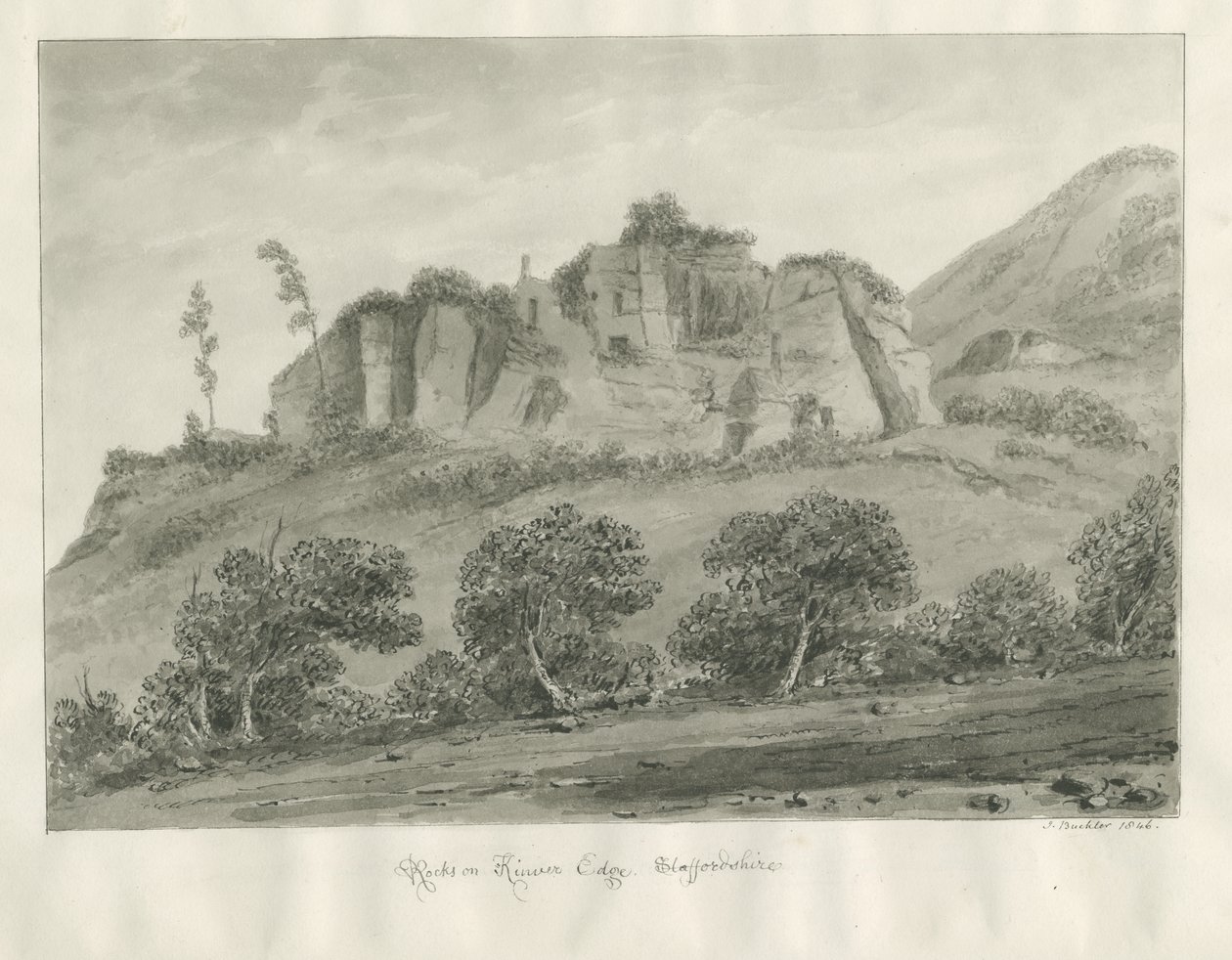 Kinver Edge: sepiateckning av John Buckler