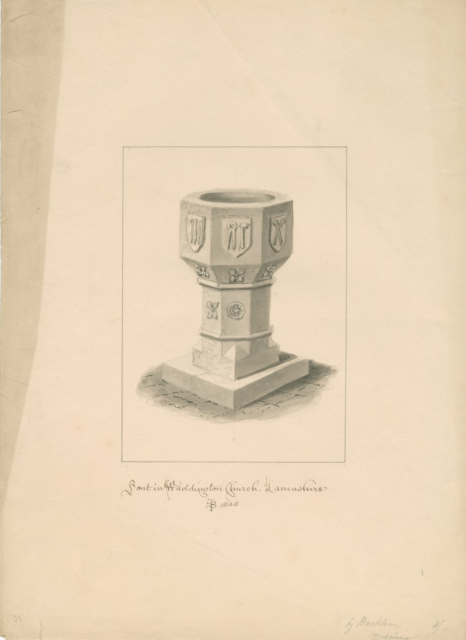 Lancashire - Waddington Church - Typsnitt: sepiateckning, 1808 av John Buckler