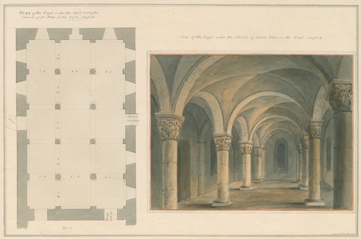 Oxfordshire - Oxford - St. Peters krypt i East Church, 1803 av John Buckler