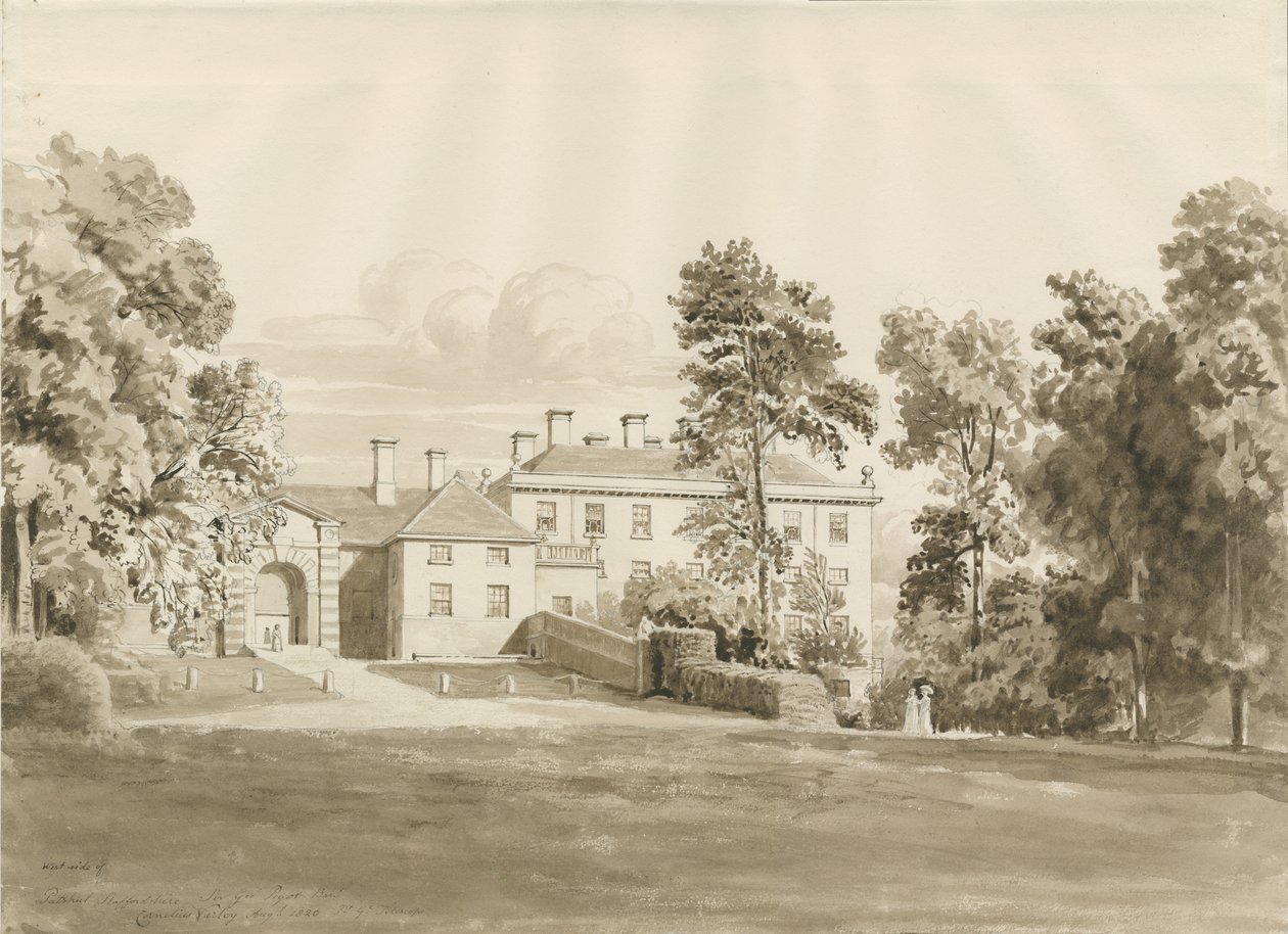 Patshull House: sepiatvättteckning, augusti 1820 (ritning) av John Buckler