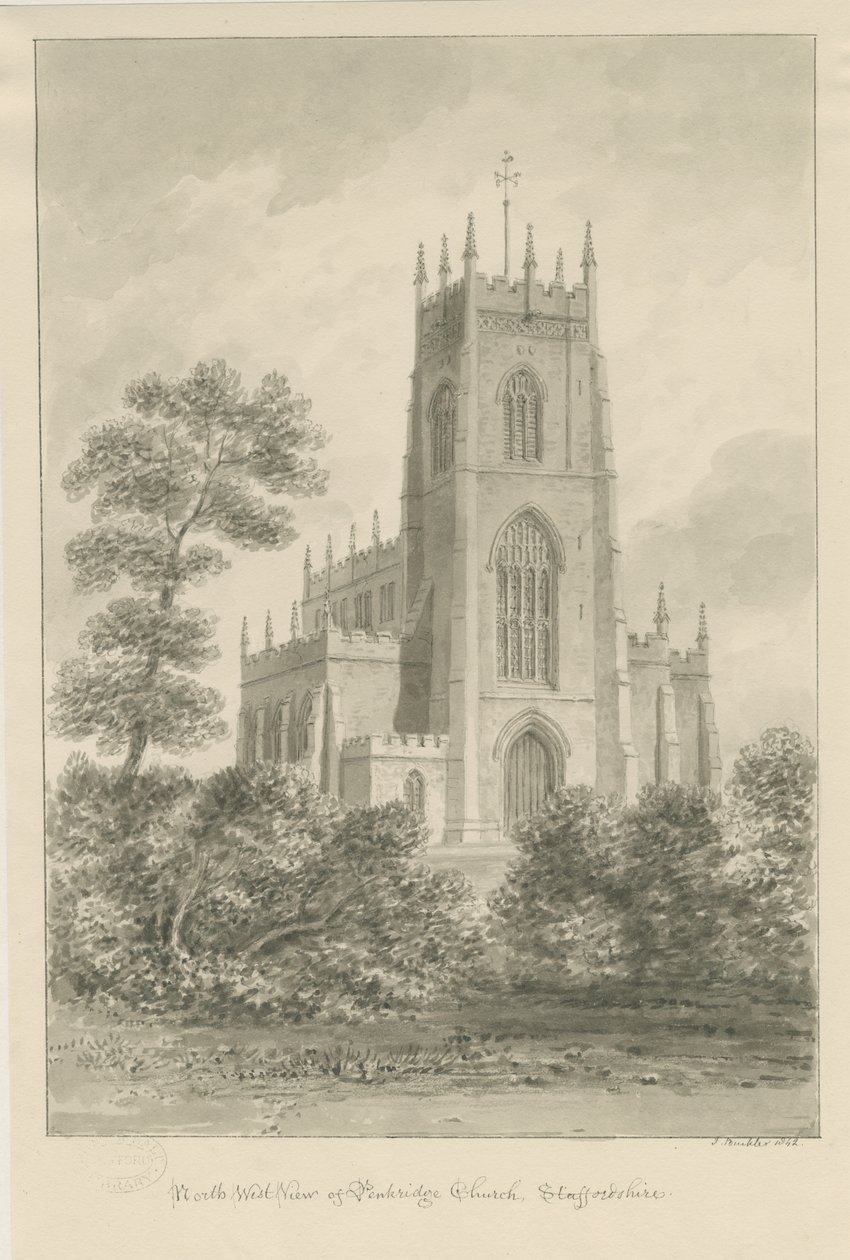 Penkridge Church: sepiateckning av John Buckler