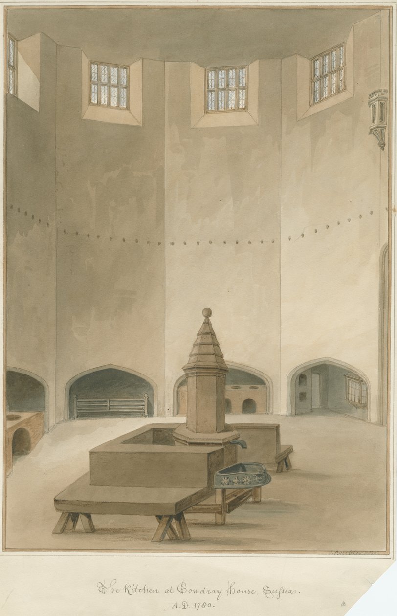 Sussex - Cowdray House - Inredning av kök, 1830 av John Buckler