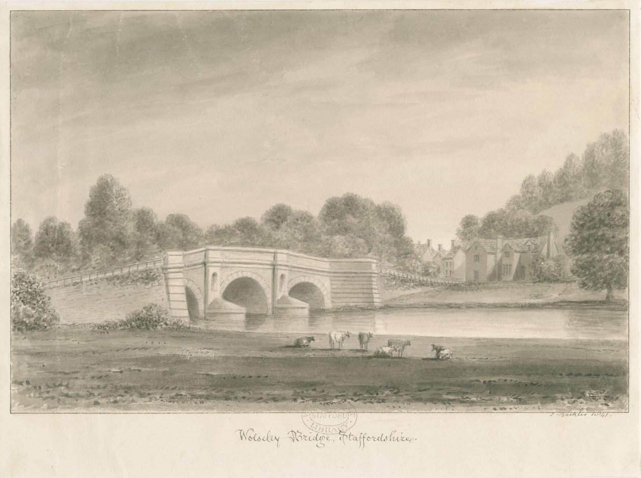 Wolseley Bridge: sepiateckning av John Buckler