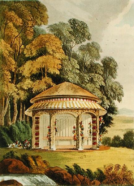 A Woodland Seat, från Ackermanns "Repository of Arts" av John Buonarotti Papworth