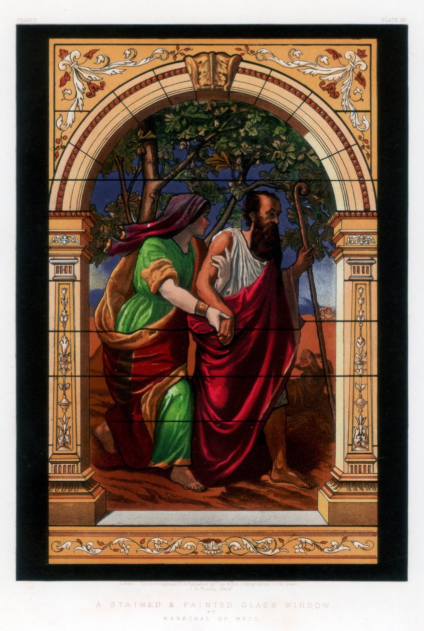 Ett målat och målat glasfönster, 1800-talet. av John Burley Waring