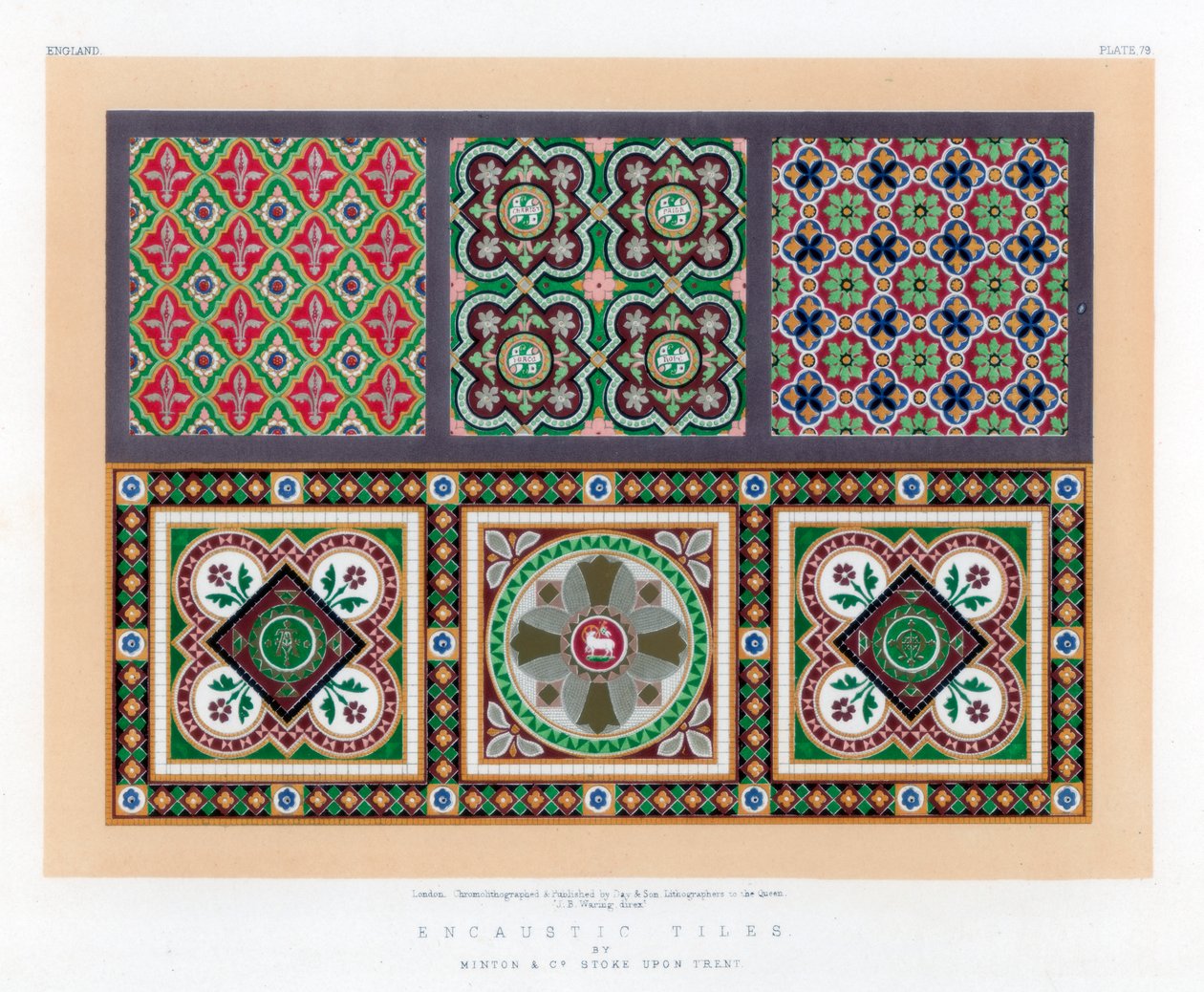 Enkaustiska plattor, 1800-tal. av John Burley Waring