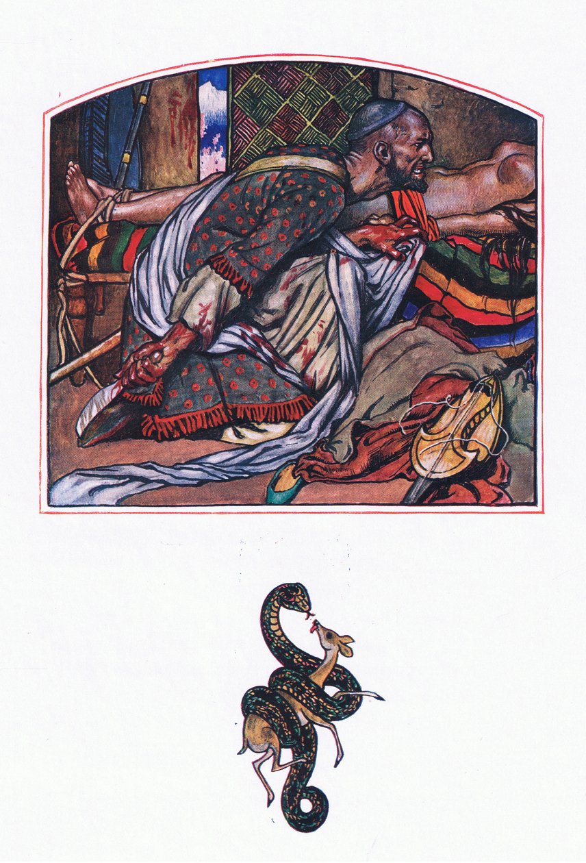 Afridi love, illustration från The Garden of Kama (och andra texter från Indien), 1920 av John Byam Liston Shaw