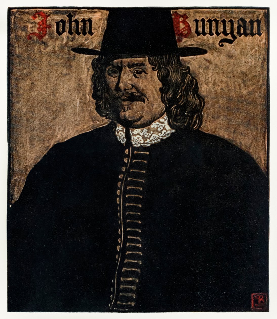 John Bunyan (1872-1919) författare till The Pilgrims Progress From This World, To That What Is To Come, illustration av Byam Shaw (1872-1919) av John Byam Liston Shaw