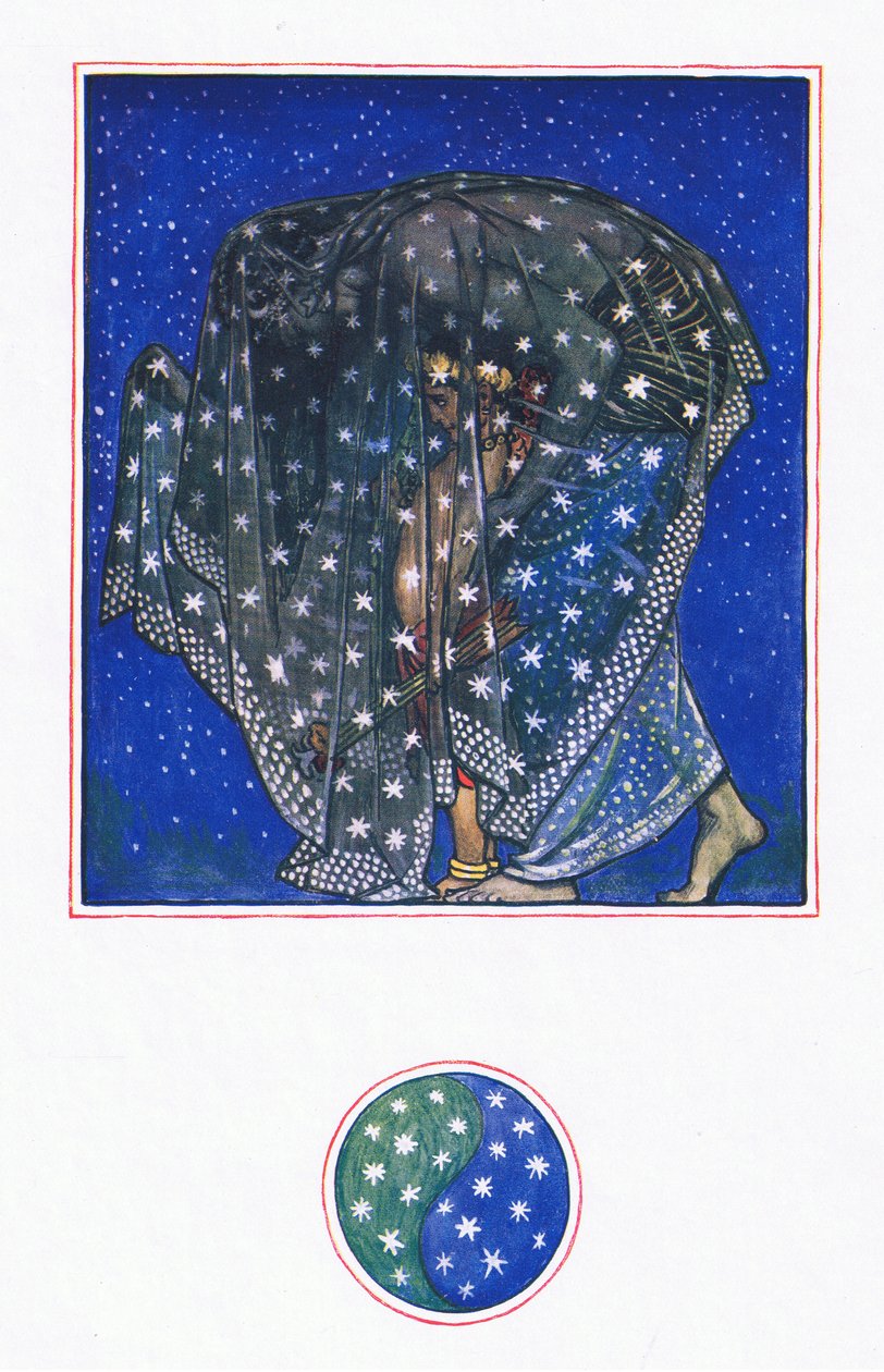 Reverie: Zamur-u-Din: I tusen år har natten med tusen himmel fört män hit, illustration från Kamas trädgård (och andra texter från Indien), 1920 av John Byam Liston Shaw
