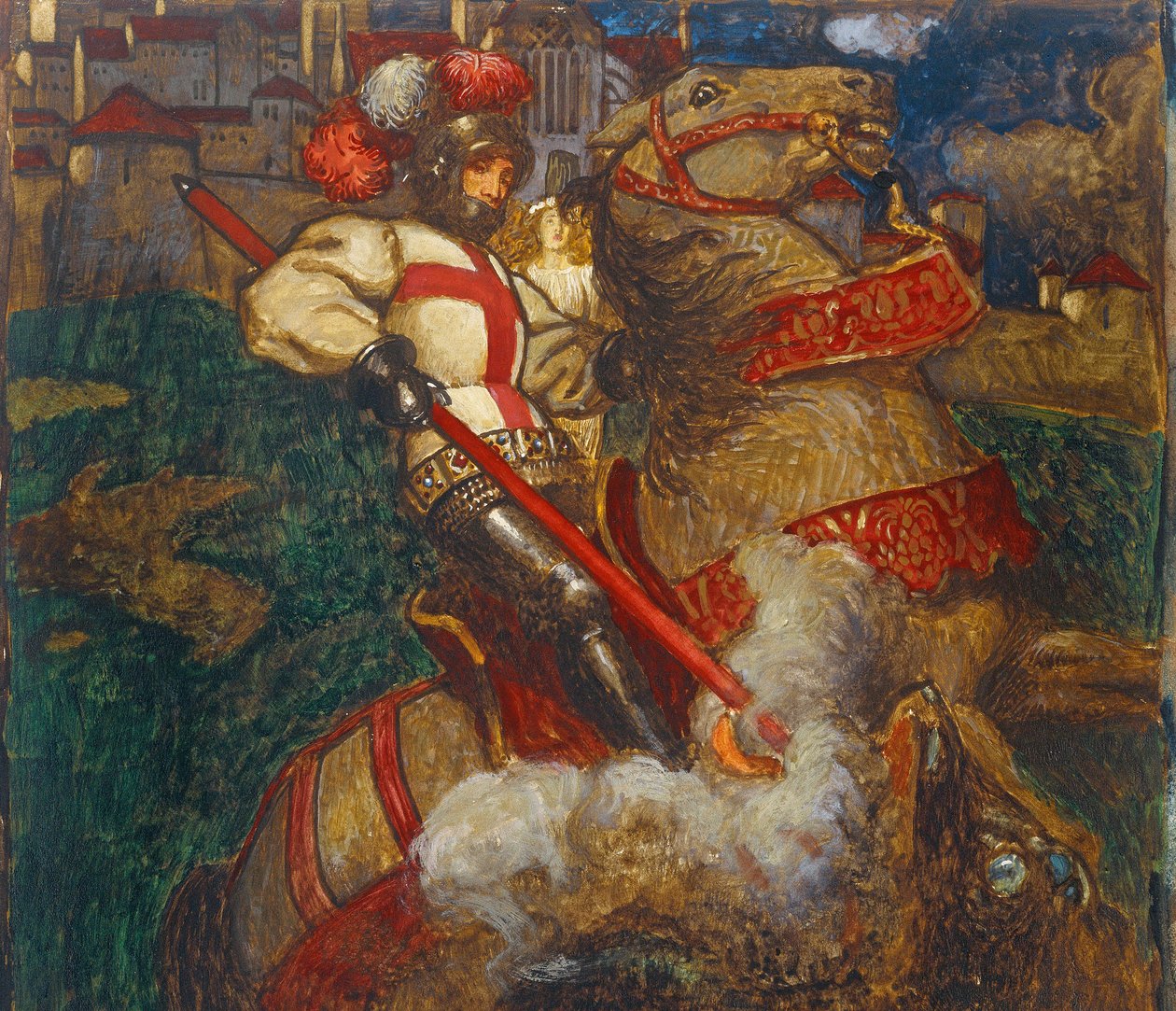 St. George dräper draken, 1908 av John Byam Liston Shaw