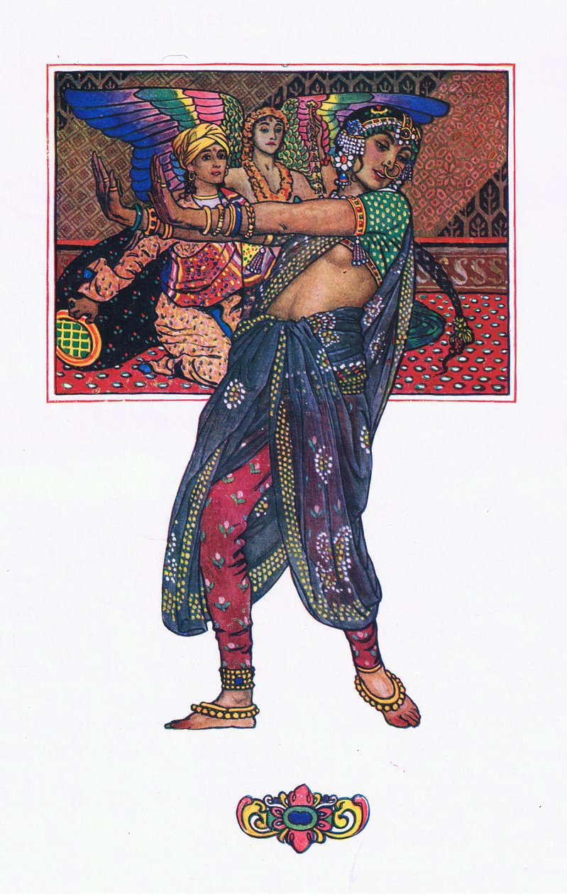 The Temple Dancing Girl, illustration från The Garden of Kama (och andra texter från Indien), 1920 av John Byam Liston Shaw
