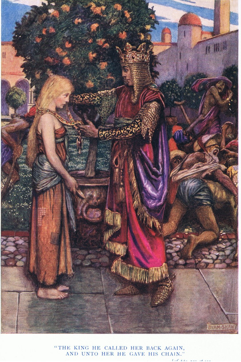 Kungen kallade han tillbaka henne igen, och till henne gav han sin kedja, 1928 av John Byam Liston Shaw