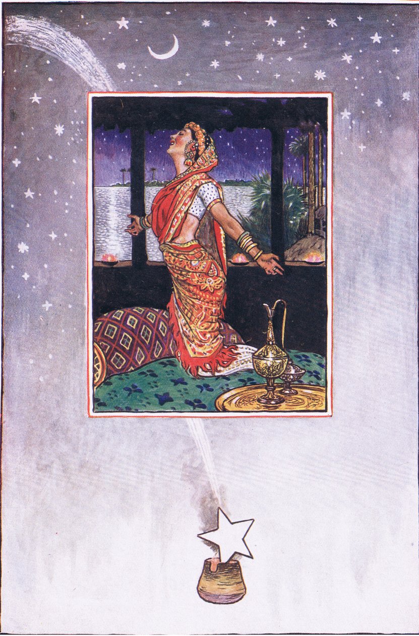 Det finns ingen vind för att kyla kärlekens hetta, illustration från The Garden of Kama (och andra texter från Indien), 1920 av John Byam Liston Shaw