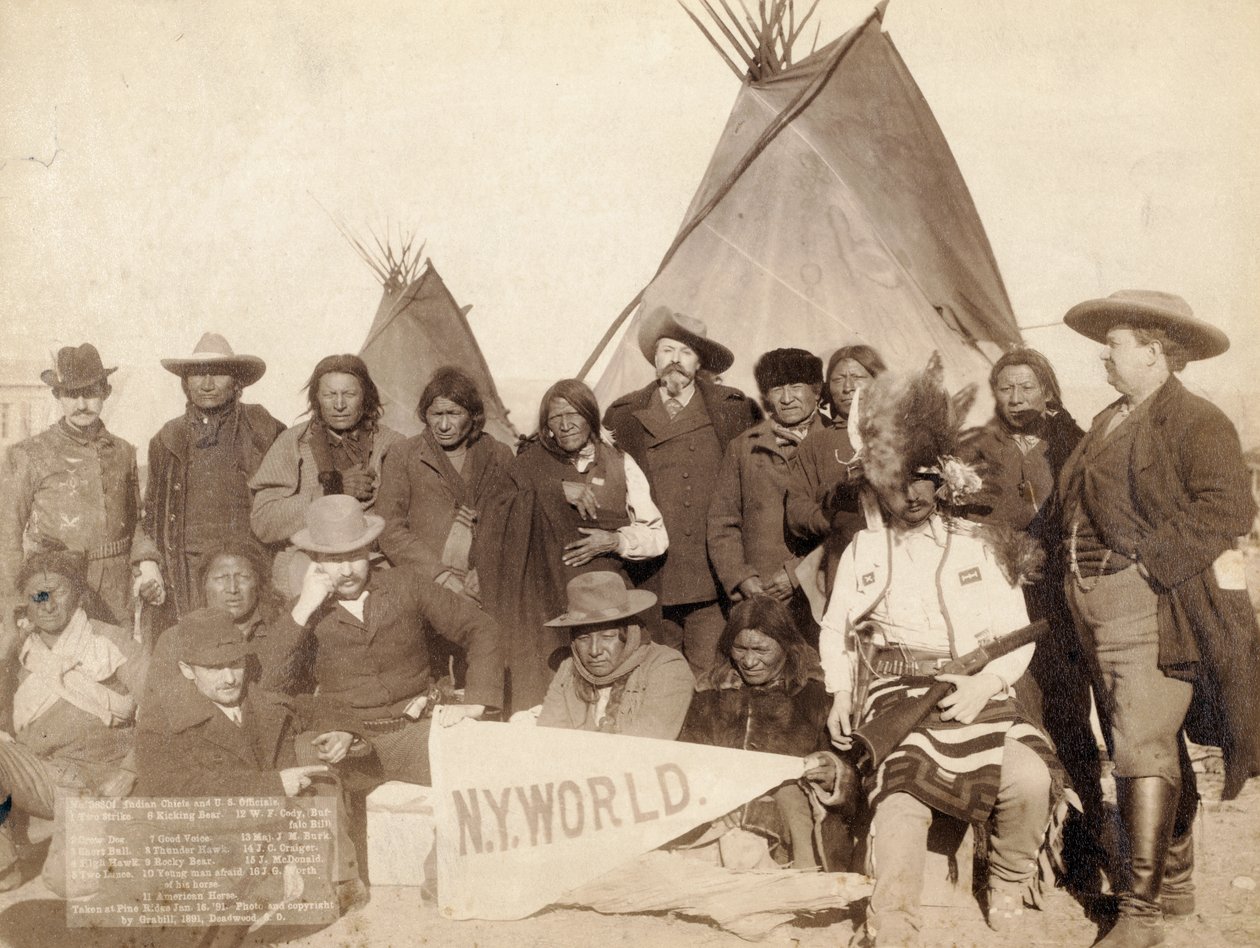 Indiska hövdingar och amerikanska tjänstemän vid Pine Ridge, 1891 av John C. H. Grabill