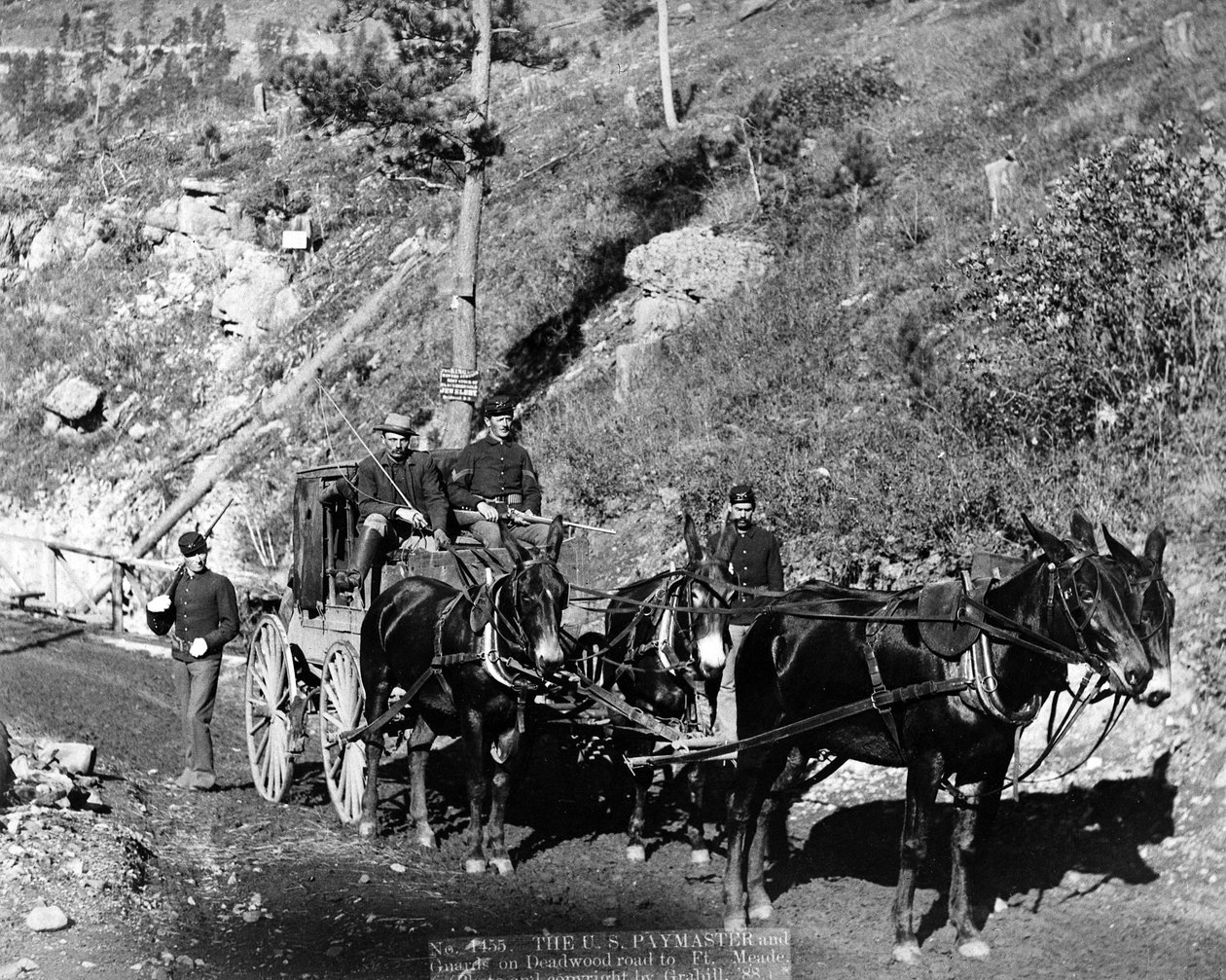 USA:s betalningsföreståndare och vakter på vägen från Deadwood till Ft. Meade, 1888 av John C. H. Grabill