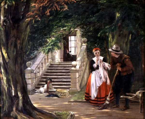 Flirten utanför Mästarens hus av John Callcott Horsley