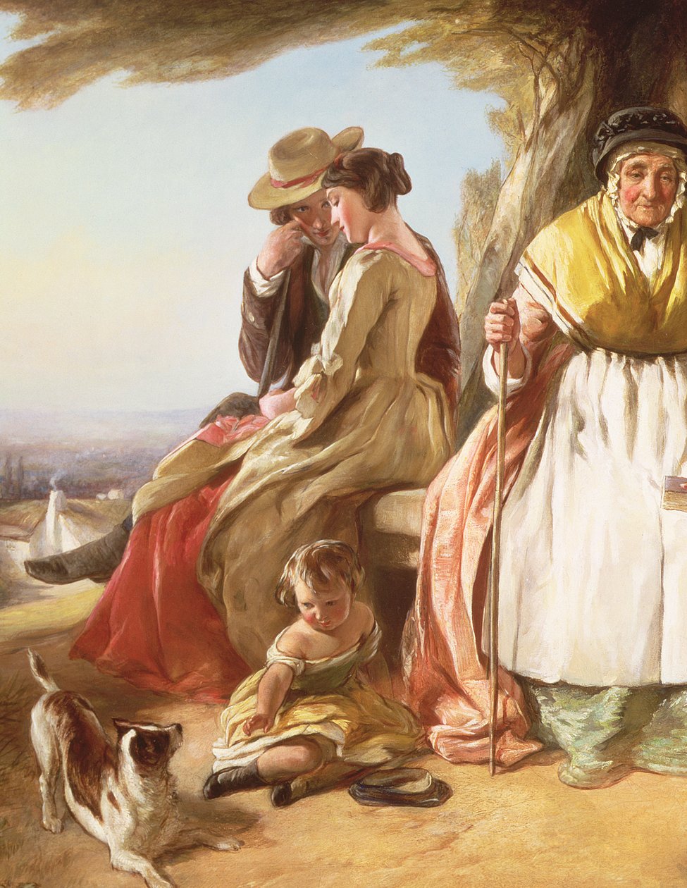 Ungdom och ålder, detalj av älskarna (detalj av 59345) av John Callcott Horsley