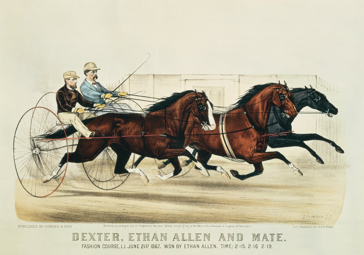 Dexter, Ethan Allen och Mate, publicerad av Nathaniel Currier (1813-88) och James Merritt Ives (1824-95), 1874 av John Cameron