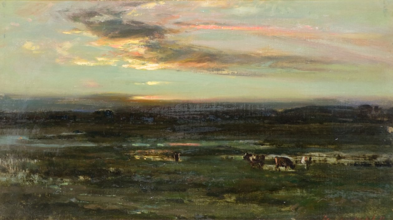 Sunset, Badendoch (olja ombord) av John Campbell Mitchell