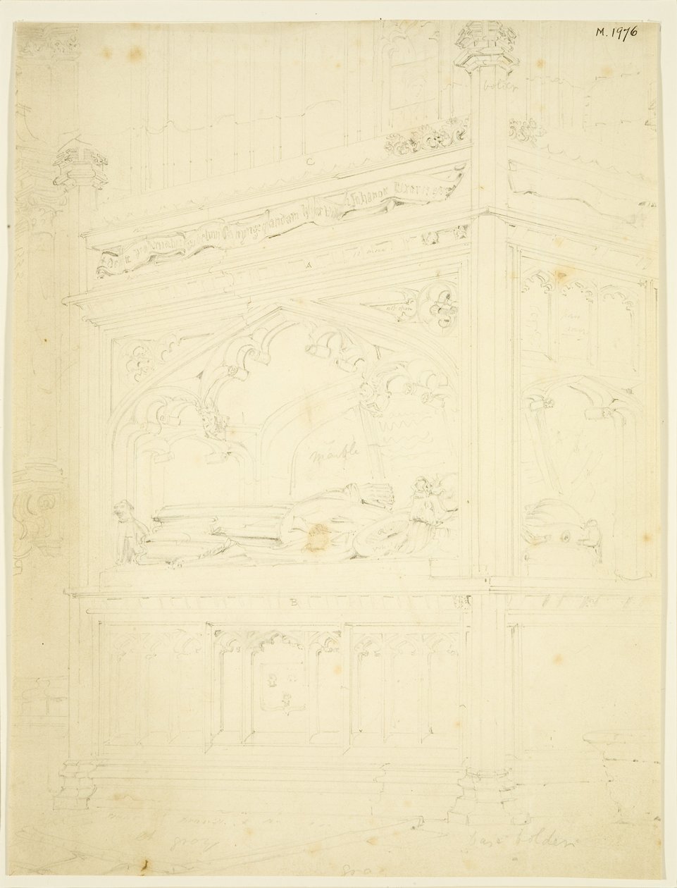 Monument till William Canynges i St Mary Redcliffe (penna och akvarell på papper) av John Carter