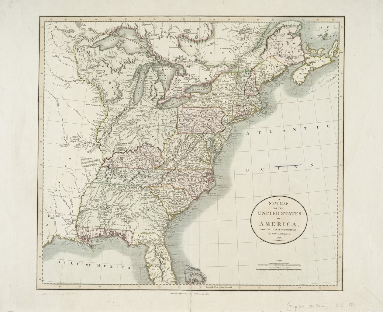 En ny karta över USA, från de senaste myndigheterna, 1806 av John Cary