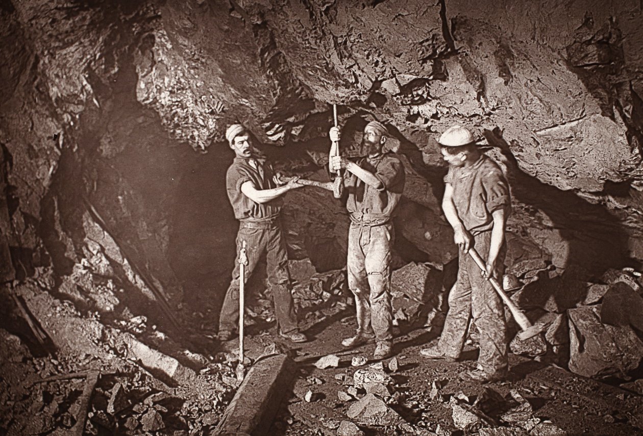 Boring an Upper, East Pool Mine, illustration från 