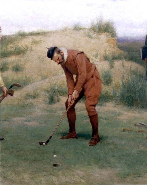 Under predikningarnas tid, detalj av golfaren, 1896 av John Charles Dollman