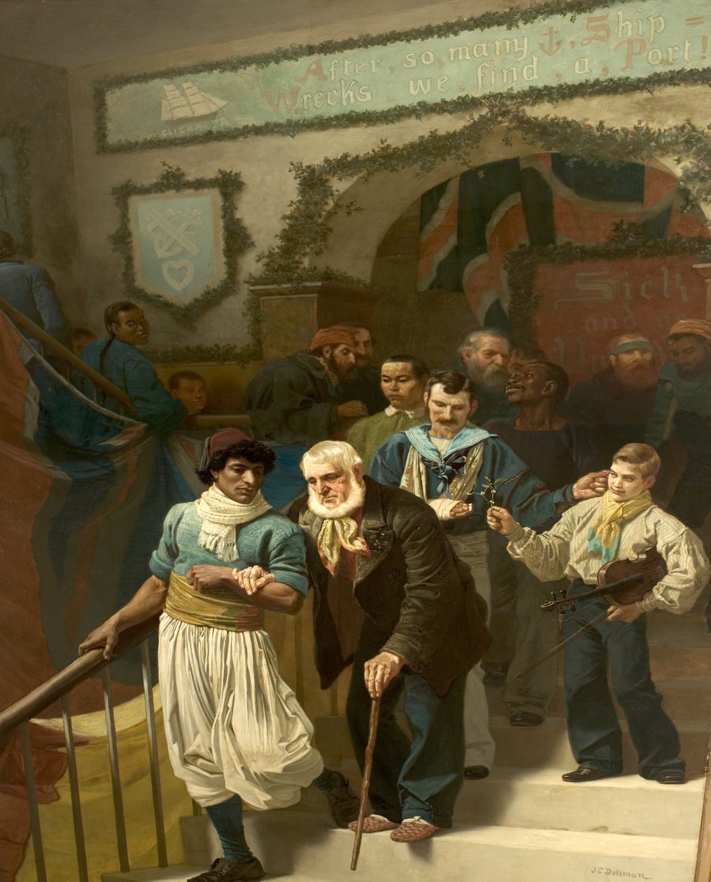 Friends in Adversity, juldagen på Dreadnought Hospital, Greenwich av John Charles Dollman