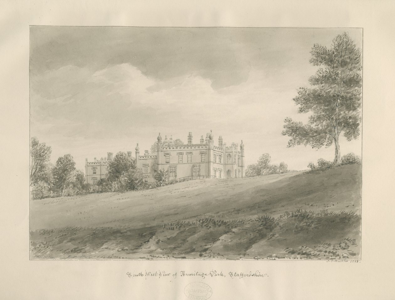 Armitage Park: sepiateckning av John Chessell Buckler