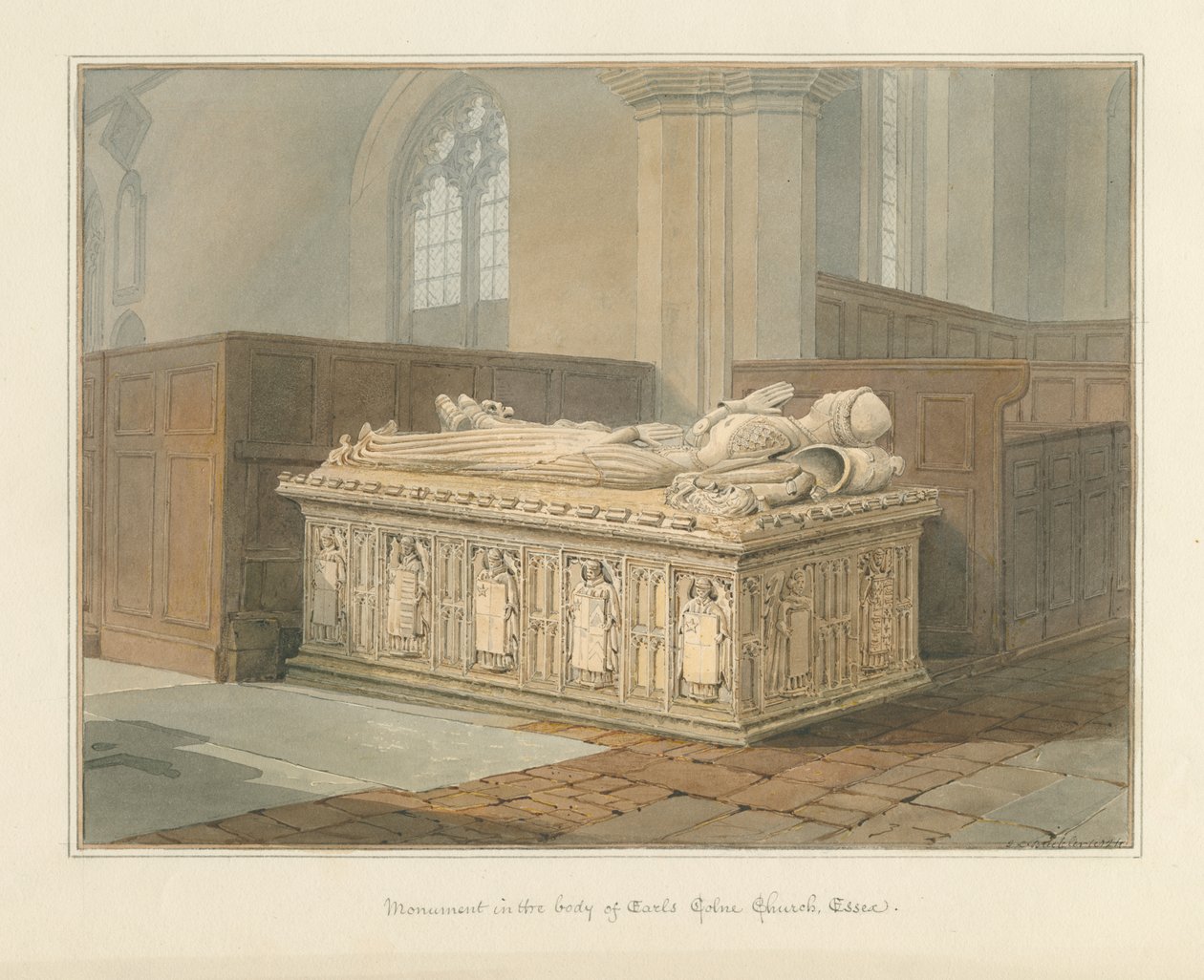 Essex - Earls Colne Church - Monument av John Chessell Buckler