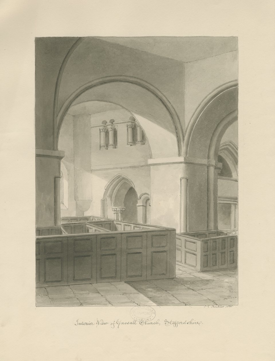 Forton - Aqualate Hall: gravyr, nd [1653-1686] (tryck) av John Chessell Buckler