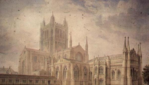 Herefords katedral av John Chessell Buckler