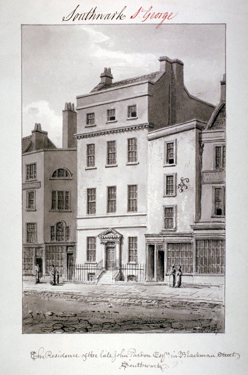 Hus på Blackman Street, Southwark, London, 1827. av John Chessell Buckler