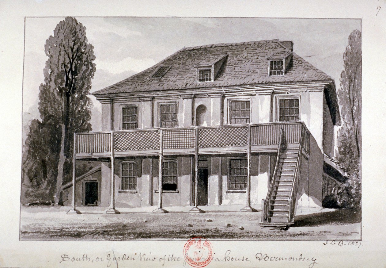 Jamaica House, Cherry Garden Street, Bermondsey, London, 1827 av John Chessell Buckler