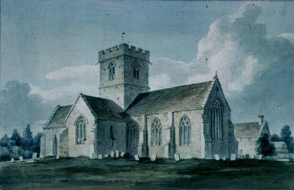 Sydöstra vyn av Dinton Church, 1805 av John Chessell Buckler