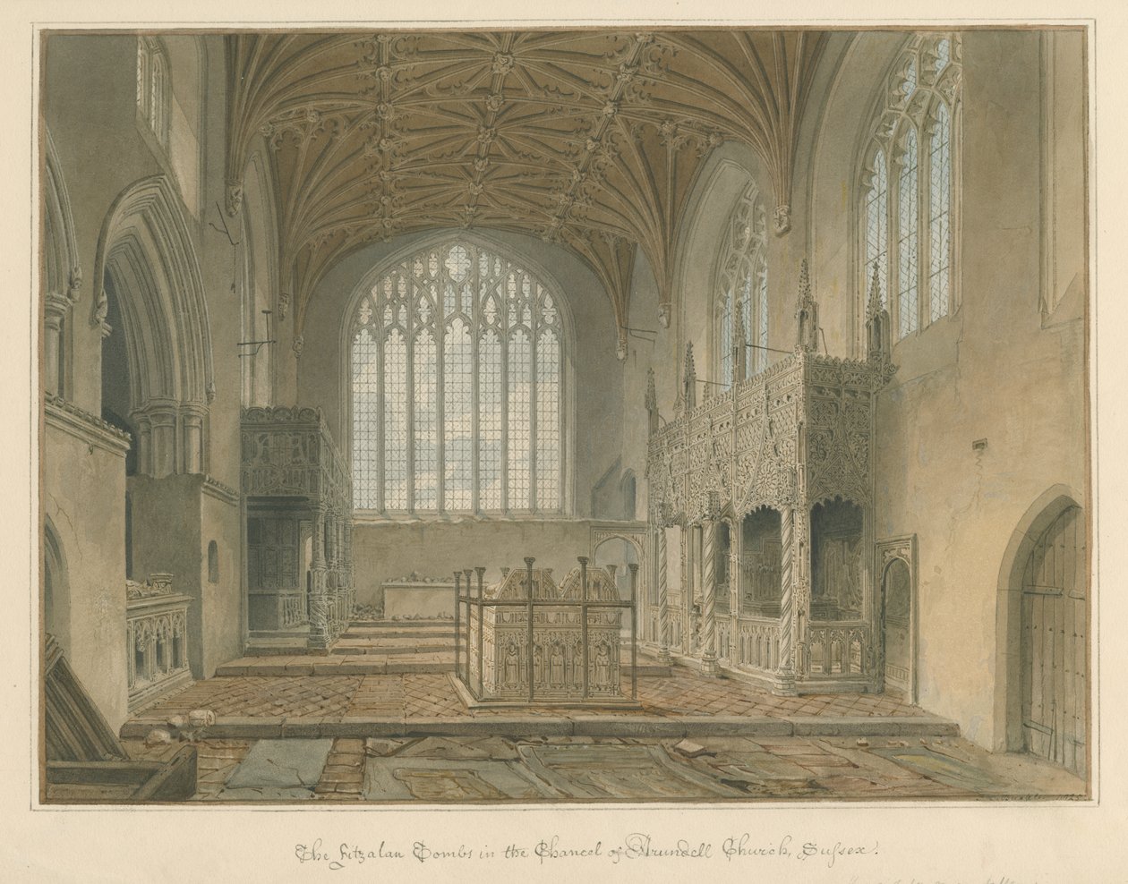 Sussex - Arundel Church - Fitzalan Tombs, 1825 av John Chessell Buckler