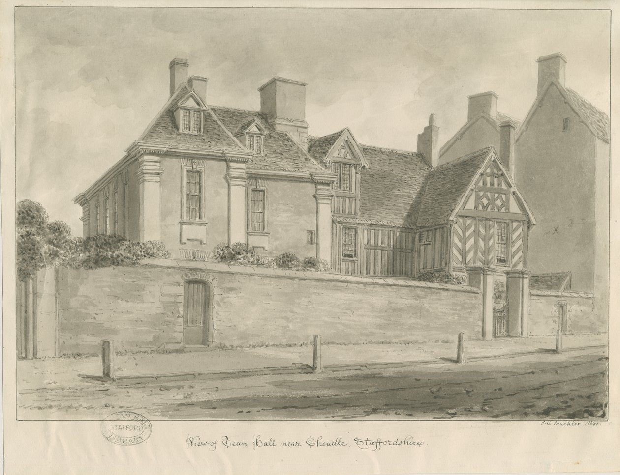 Tean Hall: sepiateckning av John Chessell Buckler