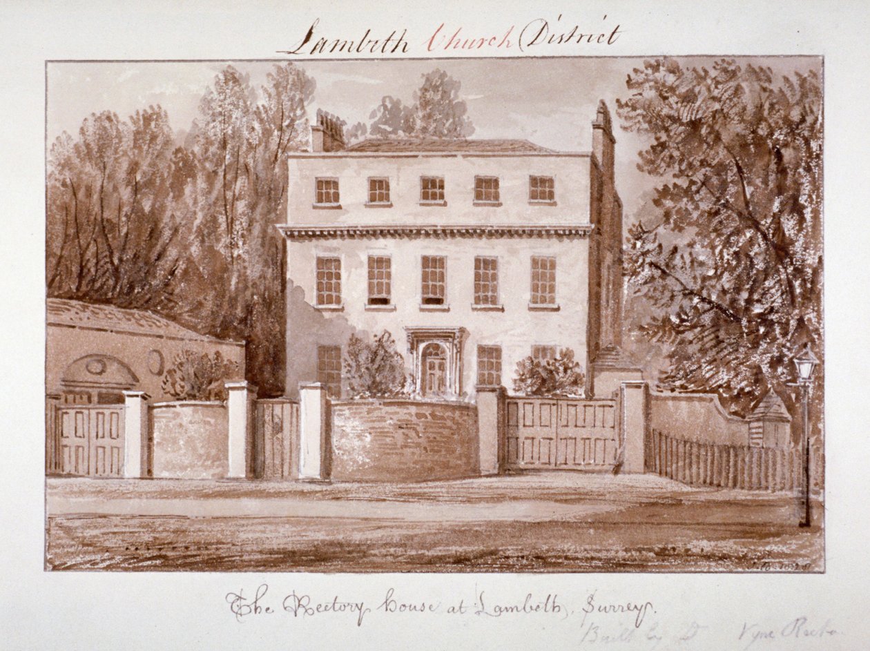 Utsikt över St Marys prästgård i Lambeth, London, 1828. av John Chessell Buckler