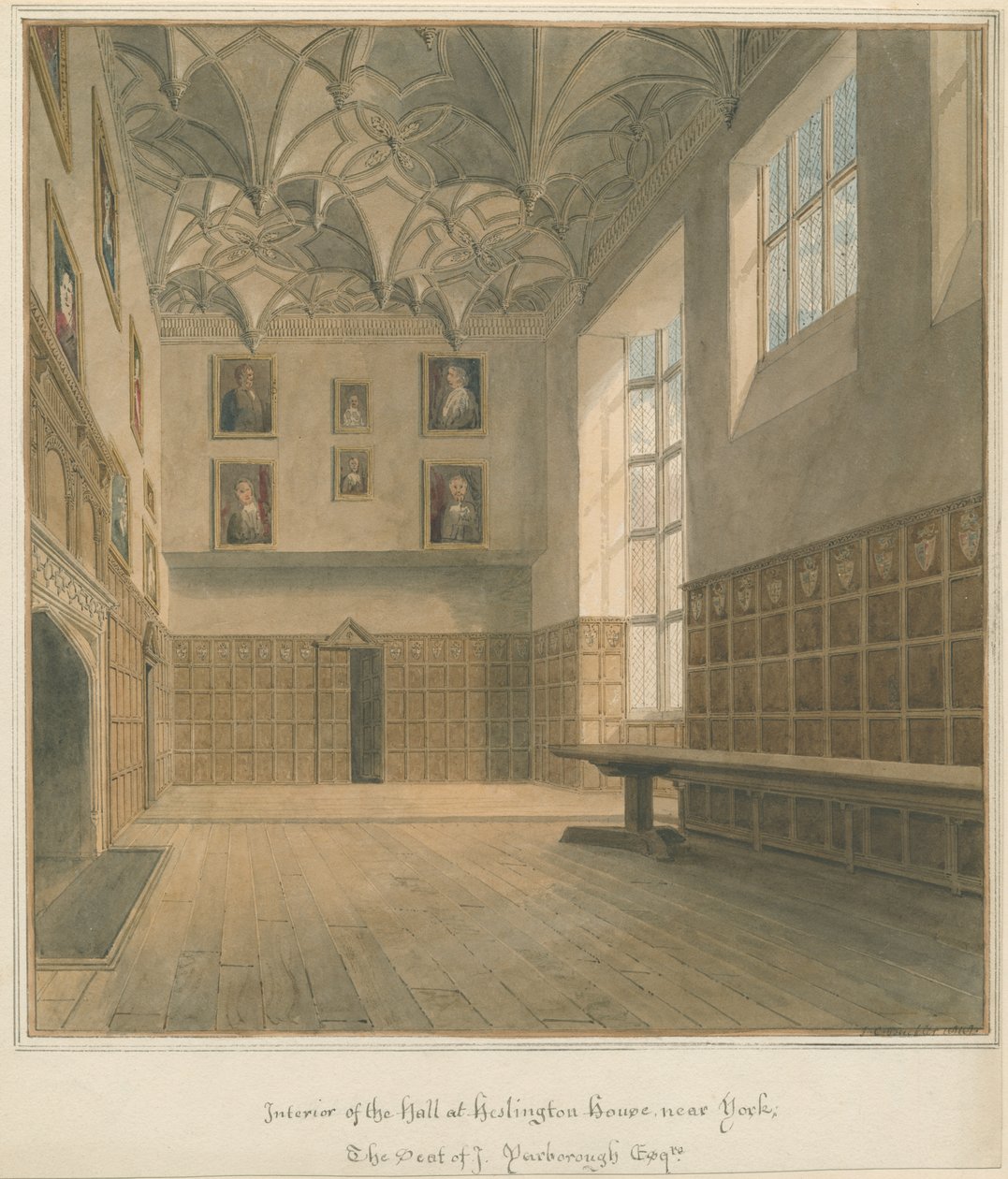 Yorkshire - York - Heslington House Interior, 1818 av John Chessell Buckler