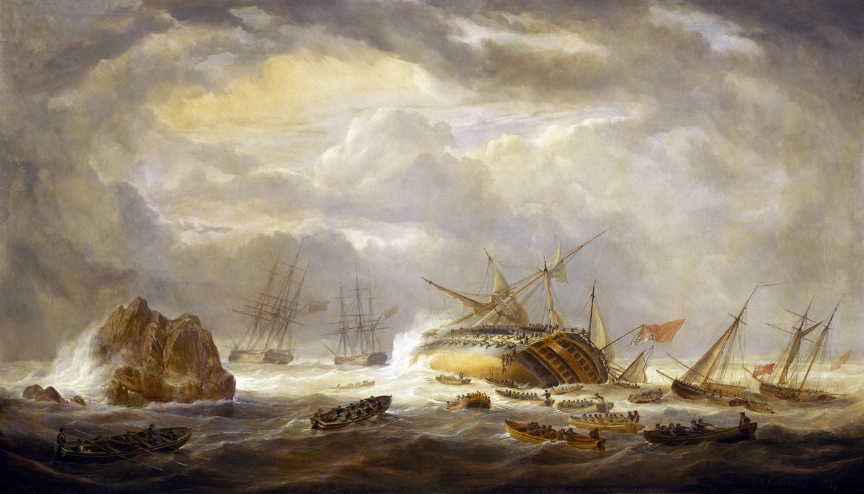 Napoleonkrigen (1803-1815): förlusten av "Magnificent", 25 mars av John Christian Schetky