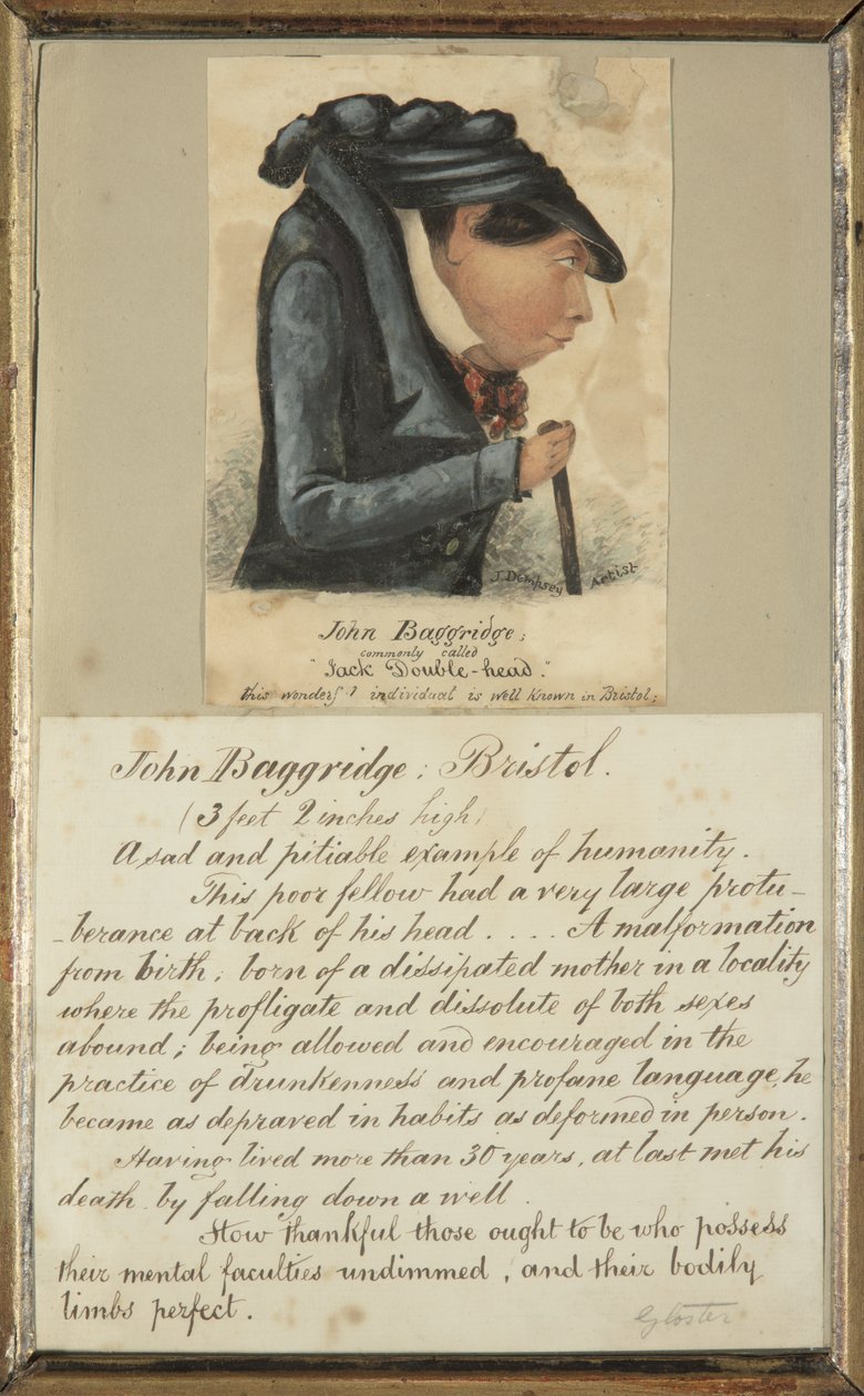 John Baggridge; vanligen kallad "Jack Double-head" (akvarell på papper) av John Church Dempsey
