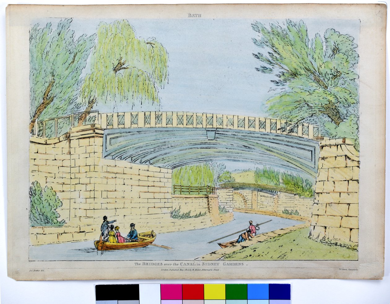 Bath. Broarna över kanalen i Sidney Gardens av John Claude Nattes