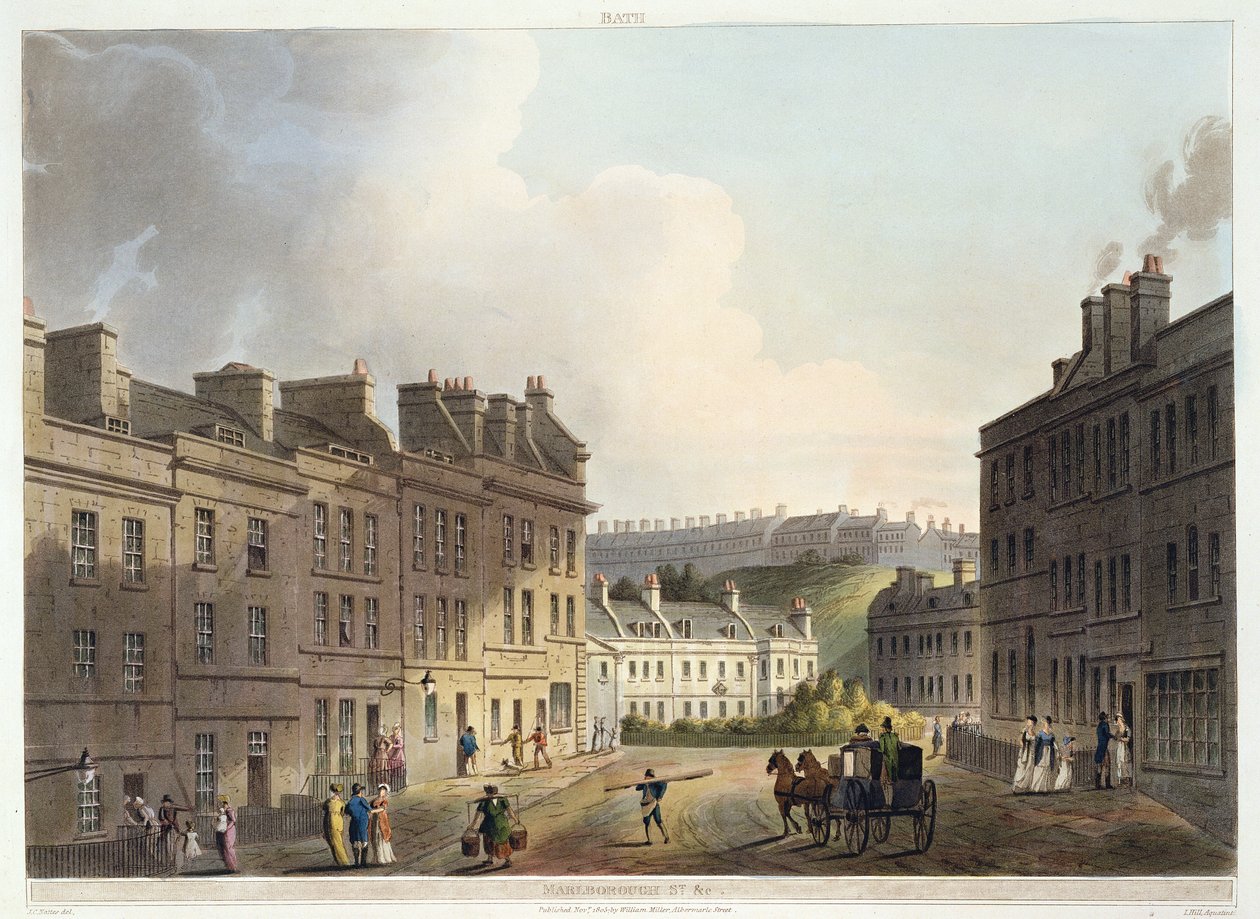 Marlborough Street, från "Bath Illustrated by a Series of Views", graverad av John Hill (1770-1850) pub. av William Miller, 1805 (akvatint) av John Claude Nattes